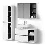Livinity&reg; Badm&ouml;bel-Set, Wei&szlig;, Holzwerkstoff, 18 F&auml;cher, 2 Schubladen,...
