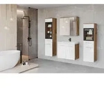 P & B Badezimmer, Wei&szlig;, Eiche Wotan, Glas, Holzwerkstoff, 5-teilig, 8 F&auml;cher,...