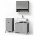 Livinity&reg; Badm&ouml;bel-Set, Grau, Holzwerkstoff, 6 F&auml;cher, 1 Schubladen,...