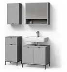 Livinity&reg; Badm&ouml;bel-Set, Grau, Holzwerkstoff, 9 F&auml;cher, 1 Schubladen,...