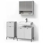 Livinity&reg; Badm&ouml;bel-Set, Wei&szlig;, Holzwerkstoff, 6 F&auml;cher, 1 Schubladen,...