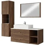 Mirjan24 Badm&ouml;bel-Set, Braun, Holzwerkstoff, 2 Schubladen, Rechteckig,...
