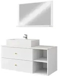 Mirjan24 Badm&ouml;bel-Set, Wei&szlig;, Holzwerkstoff, 2 Schubladen, Rechteckig, 100x57x45 cm,