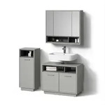 Livinity&reg; Badm&ouml;bel-Set, Grau, Holzwerkstoff, 14 F&auml;cher, Rechteckig, 80x64x40...