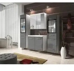 P & B Badezimmer, Grau, Wei&szlig;, Glas, Holzwerkstoff, 5-teilig, 8 F&auml;cher, 120...