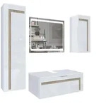 Vladon Badm&ouml;belset, Eiche San Remo, Holzwerkstoff, 200x193x51 cm, Badezimmer,