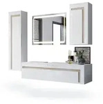 Vladon Badm&ouml;belset, Eiche San Remo, Holzwerkstoff, 210x185x51 cm, Badezimmer,