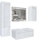 Vladon Badm&ouml;belset, Wei&szlig; Hochglanz, Holzwerkstoff, 200x193x51 cm, Badezimmer,