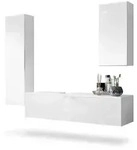 Vladon Badm&ouml;belset, Wei&szlig; Hochglanz, Holzwerkstoff, 210x185x51 cm, Badezimmer,