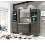 P & B Badezimmer, Eiche, Glas, Holzwerkstoff, 5-teilig, 8 F&auml;cher, 120 cm, Fsc,