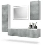 Vladon Badm&ouml;belset, Dunkelgrau, Holzwerkstoff, 210x185x51 cm, Badezimmer,