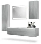 Vladon Badm&ouml;belset, Anthrazit, Holzwerkstoff, 210x185x51 cm, Badezimmer,