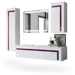 Vladon Badm&ouml;belset, Brombeere, Holzwerkstoff, 210x185x51 cm, Badezimmer,
