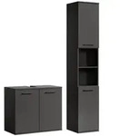 Mokebo Badm&ouml;bel-Set, Schwarz, Holzwerkstoff, 103x180x34 cm, Badezimmer,