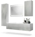 Vladon Badm&ouml;belset, Hellgrau, Holzwerkstoff, 210x185x51 cm, Badezimmer,
