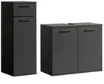 Mokebo Badm&ouml;bel-Set, Schwarz, Holzwerkstoff, 103x91x34 cm, Badezimmer,...