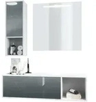 Vladon Badm&ouml;belset, Grau, Holzwerkstoff, 126.5x190x46 cm, Badezimmer,...