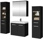 Mirjan24 Badm&ouml;bel-Set, Schwarz, Holzwerkstoff, 132x132x30 cm, Badezimmer,