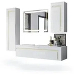 Vladon Badm&ouml;belset, Creme, Holzwerkstoff, 210x185x51 cm, Badezimmer,...