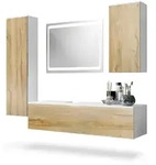 Vladon Badm&ouml;belset, Eiche, Holzwerkstoff, 210x185x51 cm, Badezimmer,...