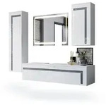 Vladon Badm&ouml;belset, Grau, Holzwerkstoff, 210x185x51 cm, Badezimmer,...