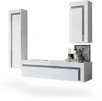 Vladon Badm&ouml;belset, Grau, Holzwerkstoff, 210x185x51 cm, Badezimmer,...