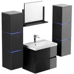 Home Deluxe Badm&ouml;bel, Schwarz, Holz, Keramik, 110x30x30 cm, Badezimmer,