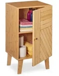 Relaxdays Badschrank, Hellbraun, Holz, Holzwerkstoff, 40x70x37 cm, Badezimmer,