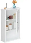 Relaxdays Badwandschrank, Wei&szlig;, Holzwerkstoff, 42x70x16.5 cm, Badezimmer,
