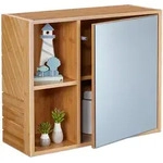 Relaxdays Spiegelschrank, Hellbraun, Holz, Holzwerkstoff, Glas, 54.5x45x20 cm,
