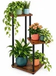 Relaxdays Pflanzenregal, Mehrfarbig, Holzwerkstoff, Metall, 58.5x78x31 cm,