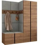 Mirjan24 Garderoben-Set, Nussbaum, Grau, Kunststoff, 158x186x46 cm, Garderobe,