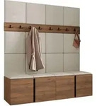 Mirjan24 Garderoben-Set, Nussbaum, Beige, Kunststoff, 168x186x46 cm, Garderobe,