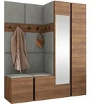 Mirjan24 Garderoben-Set, Nussbaum, Grau, Kunststoff, 158x186x46 cm, Garderobe,
