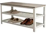 Relaxdays Schuhbank, Wei&szlig;, Metall, Holzwerkstoff, Kunststoff, 73x45x30 cm,