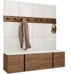 Mirjan24 Garderoben-Set, Nussbaum, Wei&szlig;, Kunststoff, 168x186x46 cm, Garderobe,