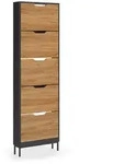 Vicco Schuhkipper, Anthrazit, Eiche, Holzwerkstoff, 5 Schubladen, Rechteckig,