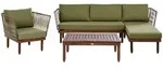 Beliani Lounge-Set, Braun, Gr&uuml;n, Holz, L-Form, Loungem&ouml;bel, Gartenlounge-Sets