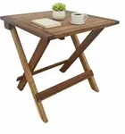 Relaxdays Klapptisch, Braun, Holz, 46x46x46 cm, Gartenm&ouml;bel, Gartentische,
