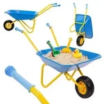 Relaxdays Schubkarre, Blau, Metall, Kunststoff, 74x43x36 cm, Outdoor Spielzeug,