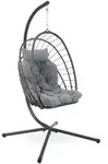 Beautysofa H&auml;ngesessel, Grau, Metall, 1-Sitzer, 109x192x124 cm, Gartenm&ouml;bel,