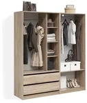 Livinity&reg; Kleiderschrank, Sonoma Eiche, Holzwerkstoff, 9 F&auml;cher, 2 Schubladen,