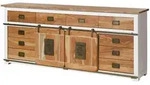Massivmoebel24 Sideboard, Wei&szlig;, Holz, Echtholz,Mangoholz, 1 F&auml;cher, 10 Schubladen,