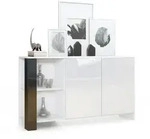 Vladon Sideboard, Schwarz Hochglanz, Holzwerkstoff, 143x81x36 cm, Wohnzimmer,