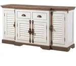 Massivmoebel24 Sideboard, Wei&szlig;, Holz, Echtholz,Mangoholz, 2 F&auml;cher, 2...
