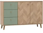 Mid.you Sideboard, Gr&uuml;n, Eiche, Holz, Eiche, massiv, Fischgr&auml;t, 1 F&auml;cher, 3