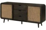 Massivmoebel24 Sideboard, Grau, Holz, Echtholz,Mangoholz, 2 F&auml;cher, 3...