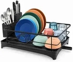 Relaxdays Abtropfgestell, Schwarz, Metall, Kunststoff, 43x21x29.5 cm, Kochen,