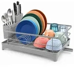 Relaxdays Abtropfgestell, Grau, Metall, Kunststoff, 43x21x29.5 cm, Kochen,