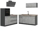 Vicco K&uuml;chenzeile, Grau, Anthrazit, Holzwerkstoff, Rechteckig, 160x143x60 cm,